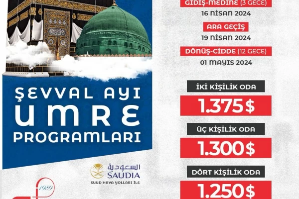 İ-1032. 16 GÜNLÜK EKONOMİK SERVİSLİ ŞEVVAL UMRE PROGRAMI