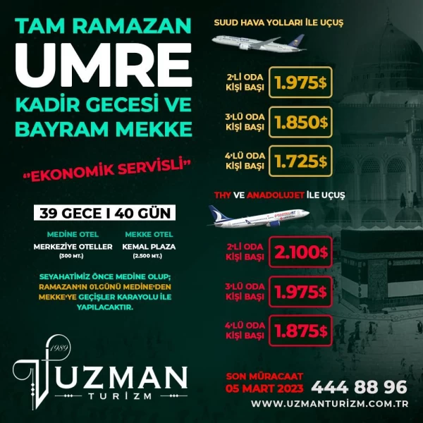 KAMPANYALI 40 GÜNLÜK RAMAZAN UMRESİ PROGRAMI