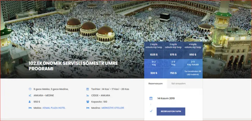 SÖMESTR'A ÖZEL PEŞİN FİYATINA 5 TAKSİT İLE 12 GECE 13 GÜN UMRE TURU 